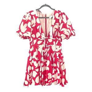 House of Harlow 1960 Red and Cream Floral Mini Dress